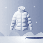 패딩 세탁부터 보관까지 완벽 가이드 | 집에서 하는 패딩 관리의 모든 것 중앙에는 흰색 패딩 재킷이 공중에 떠 있으며, 그 주변으로 눈송이들이 흩날리고 있습니다. 패딩 아래에는 세탁을 상징하는 물방울 효과가 있습니다. 좌측 하단에는 세탁기 아이콘이, 우측에는 옷걸이와 서랍장 아이콘이 배치되어 있어 패딩의 세탁, 건조, 보관 방법을 시각적으로 안내합니다.
