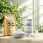 eco-friendly cleaning products - Useful Life Hub 친환경 세제, 베이킹 소다와 과탄산소다가 깨끗한 표면에 진열