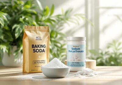 친환경 청소의 신세계: 구연산, 베이킹소다, 과탄산소다 활용법 친환경 세제, 베이킹 소다와 과탄산소다가 깨끗한 표면에 진열