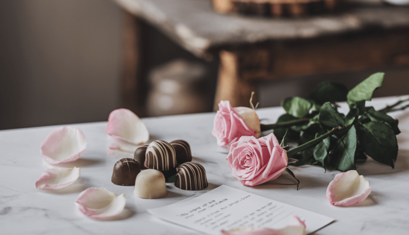 ❤️ 2025 발렌타인데이: 사랑을 나누는 특별한 하루의 모든 것 a chocolates and roses on a table