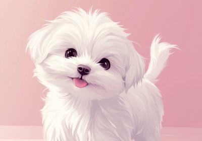 🐕 귀여운 강아지 일러스트로 여러분의 일상에 즐거움을 더해보세요! a white dog with its tongue out