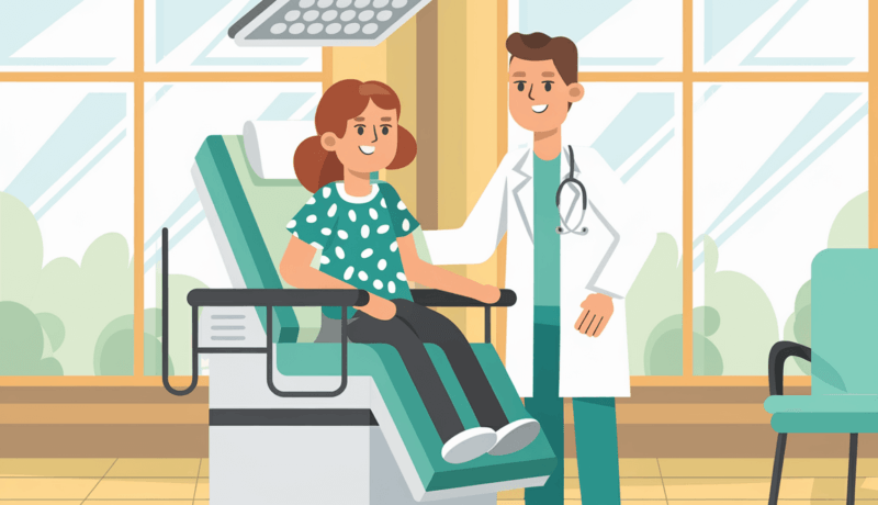 2025 산정특례질환자 완벽 가이드: 혜택부터 신청방법까지 a cartoon of a doctor and a girl sitting in a chair