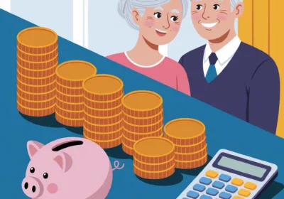 2025년 국민연금 개혁 5가지 변화, 우리의 미래에 미치는 영향 a man and woman standing next to a piggy bank