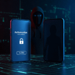 SKT 유심 해킹 대처법 II – 5분 만에 알아보는 유심 교체 완벽 가이드 Two identical smartphones side by side with one showing authentication message