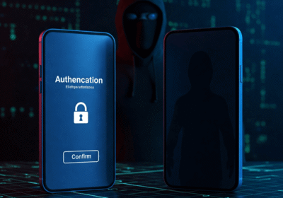 SKT 유심 해킹 대처법 II – 5분 만에 알아보는 유심 교체 완벽 가이드 Two identical smartphones side by side with one showing authentication message