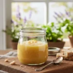 기버터(Ghee)와 변비 유리병에 담긴 기버터