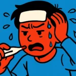 독감 고열로 고통받는 남자