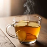 따뜻한 물에 우린 말린 생강 차