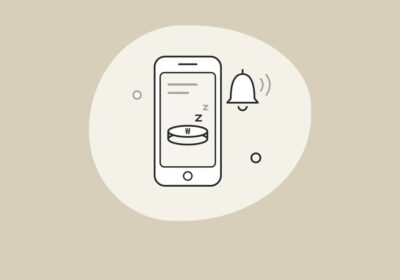 잠든 동전 위로 알림 종이 울리는 휴대폰 라인아트 — 잠자는 충전금 환급
